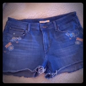 Levi's cutoff shorts with floral embroidery